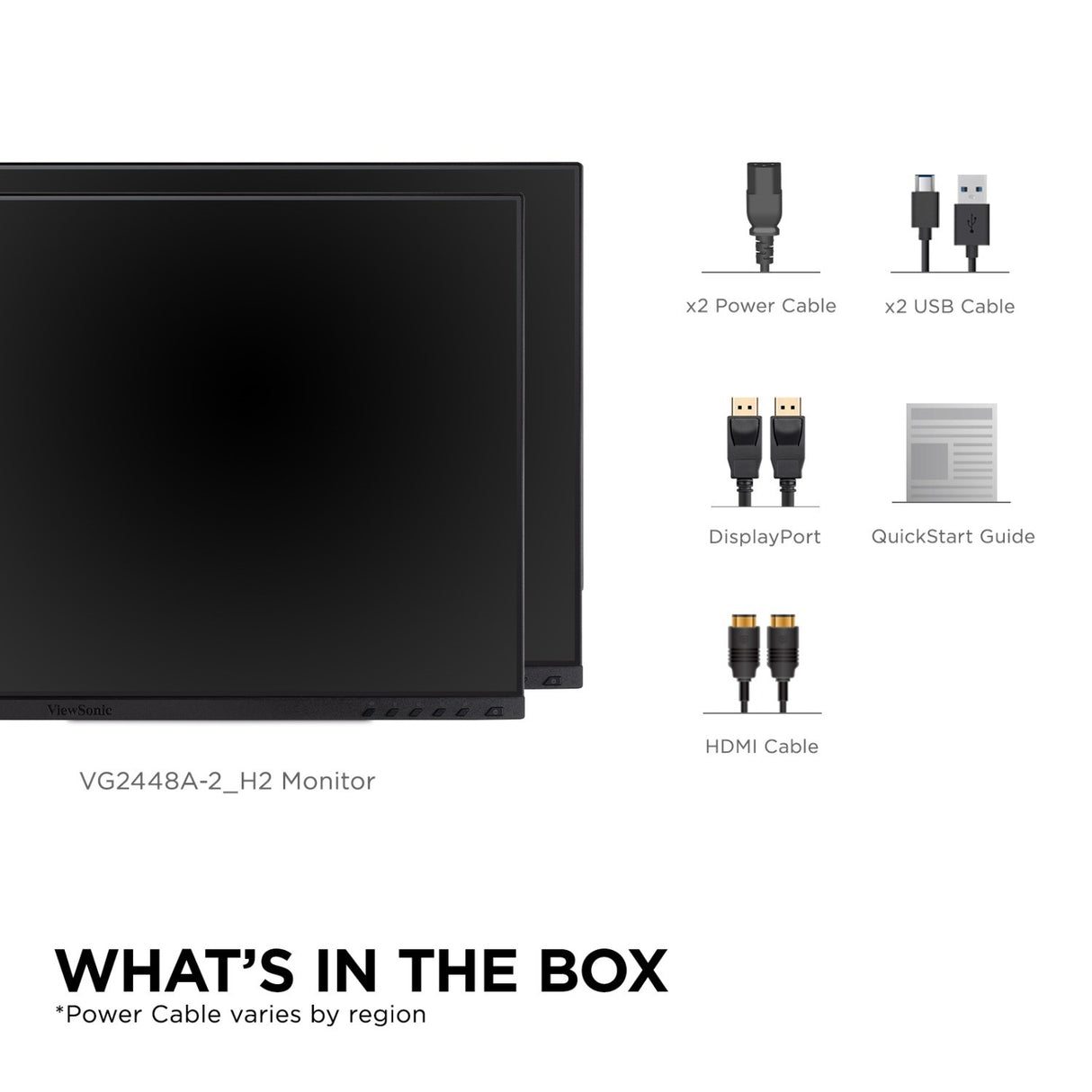 Viewsonic VG Series VG2448A-2_H2 computer monitor 61 cm (24") 1920 x 1080 pixels Full HD LED Black - VG2448A-2_H2