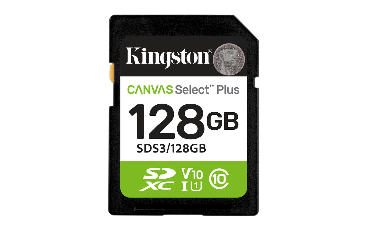 Kingston Technology 128GB SDXC Canvas Select Plus Gen3 150MB/s C10 UHS-I U1 V10 - SDS3/128GB