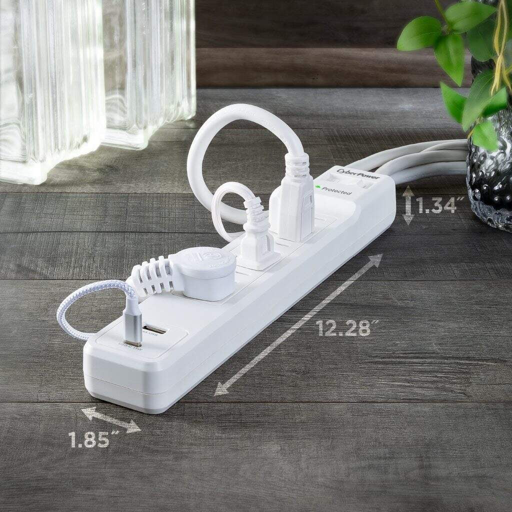 CyberPower 6 Outlet Surge Strip With USB - CSP604UCW