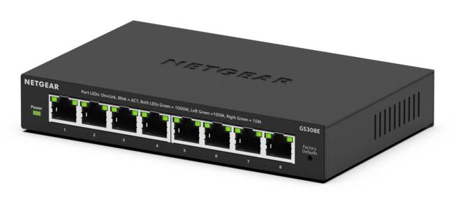NETGEAR 8-Port Gig Plus Switch Managed L2/L3 Gigabit Ethernet (10/100/1000) Black - GS308E-400NAS