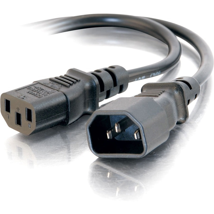 C2G 10ft Power Extension Cord - 18 AWG - IEC320C14 to IEC320C13 - Female - Male - 10ft - Black - 03143