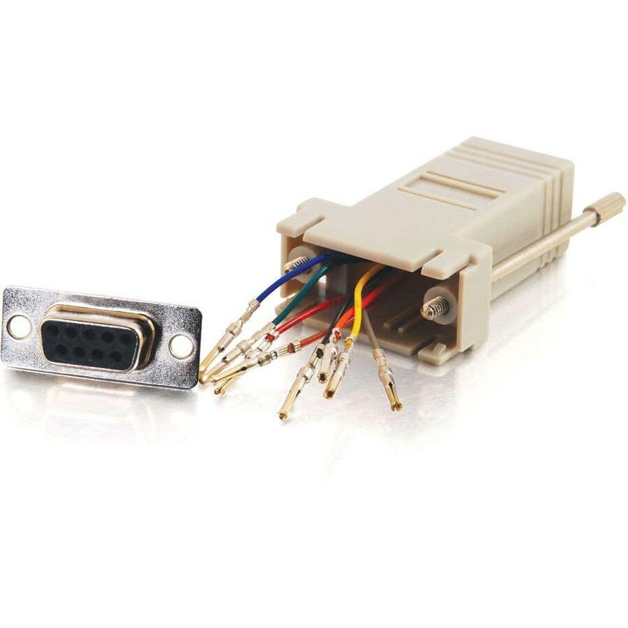 C2G RJ45 to DB9 Female Modular Adapter - Gray - 1 Pack - 1 x RJ-45 Female - 1 x 9-pin DB-9 Female - Gray - 02941