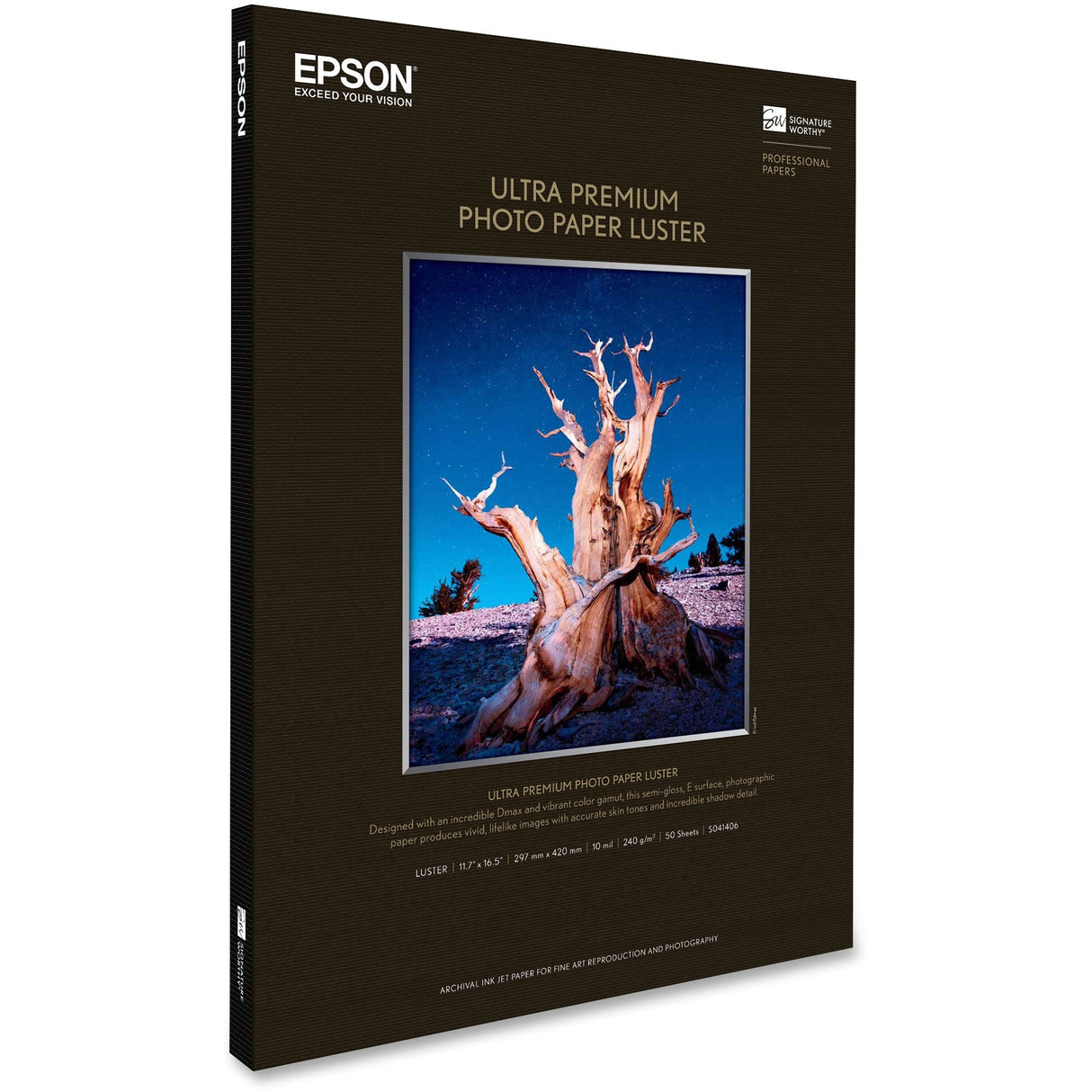 Epson Inkjet Photo Paper - 97 Brightness - 97% Opacity - A3 - 11 45/64" x 16 1/2" - 240 g/m² Grammage - Luster - 50 Sheet - S041406