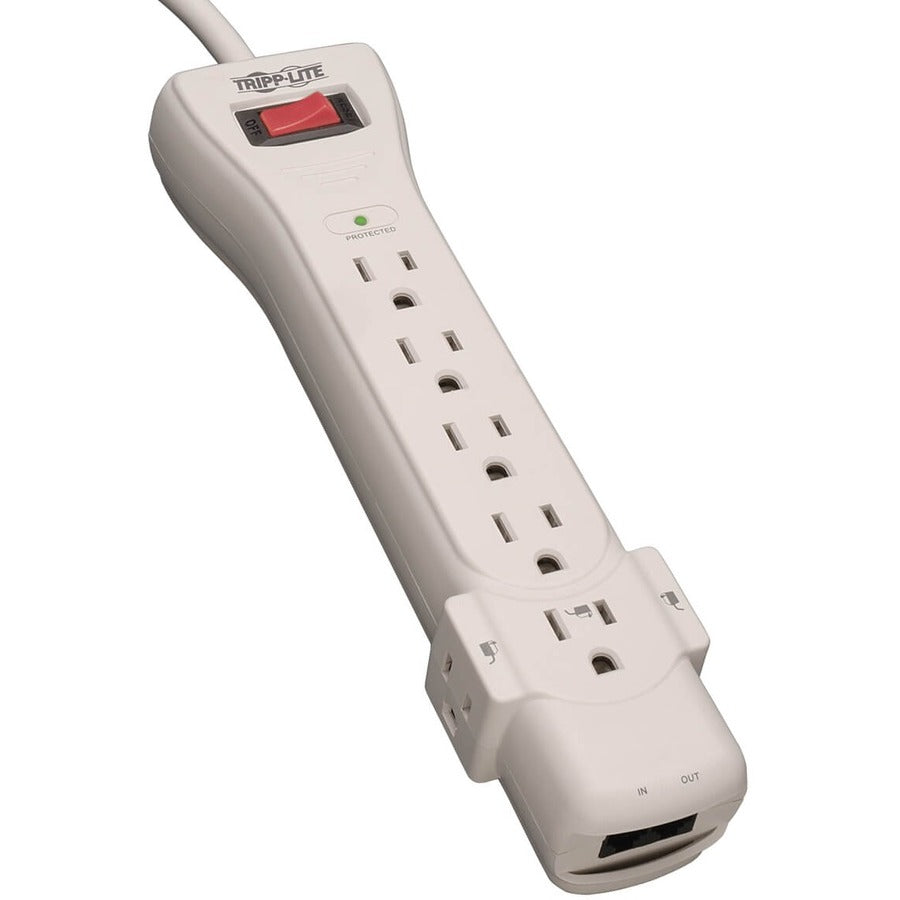 Tripp Lite Surge Protector Power Strip 120V 7 Outlet RJ11 6' Cord 1080 Joules - 7 x NEMA 5-15R - 1800 VA - 1080 J - 120 V AC Input - 120 V AC Output - Phone
