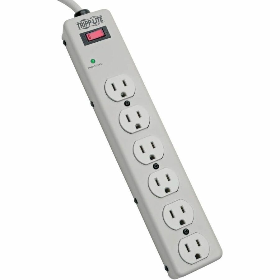 Tripp Lite Surge Protector Power Strip 120V 6 Outlet Metal 6' Cord 1340 Joule - 6 x NEMA 5-15R - 1800 VA - 1340 J - 120 V AC Input - 120 V AC Output - TLM606HJ