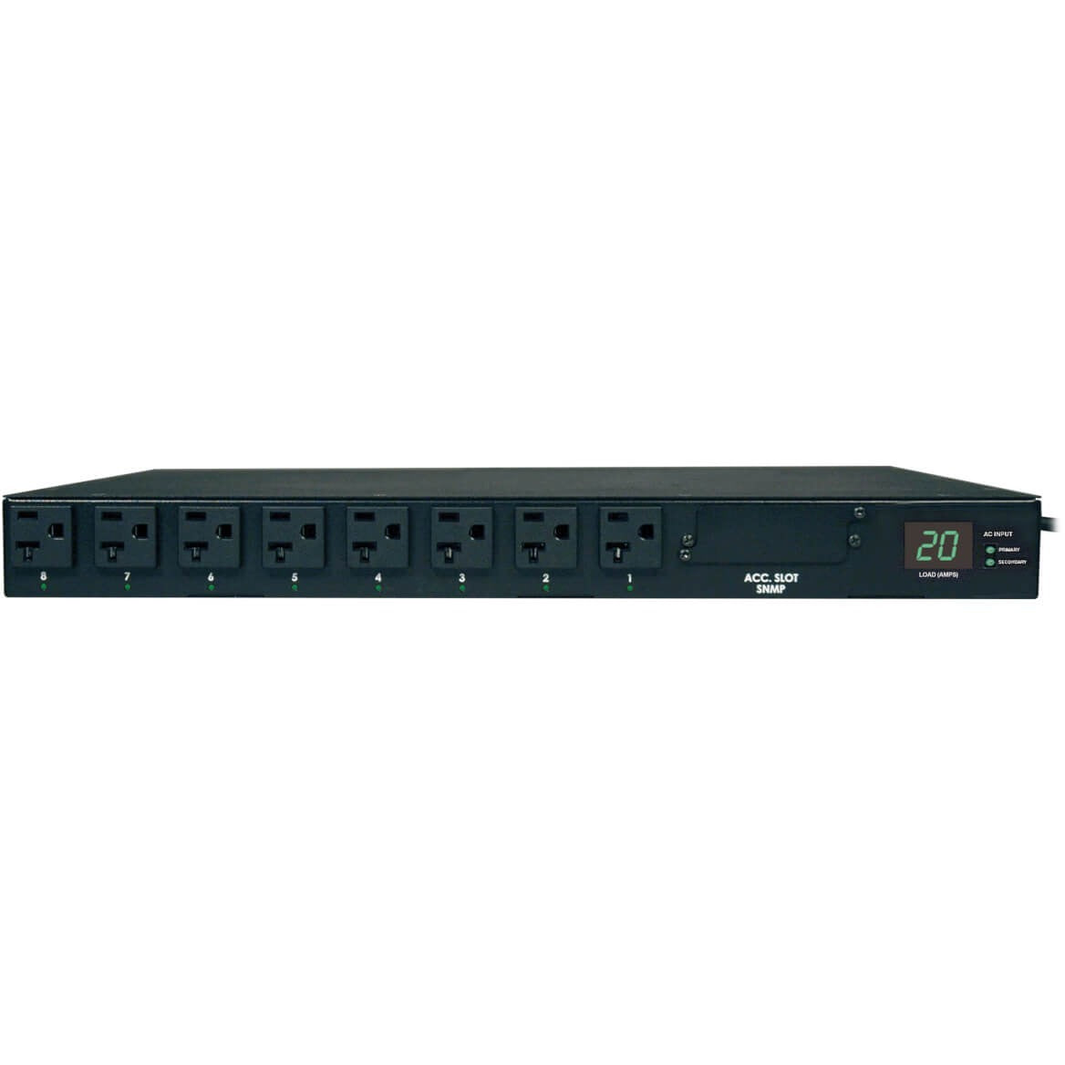 Tripp Lite PDU Metered ATS 120V 20A 5-15/20R 16 Outlet L5-20P Horizontal 1U - 16 x NEMA 5-15/20R - 2.4kVA - 1U Rack-mountable - PDUMH20AT