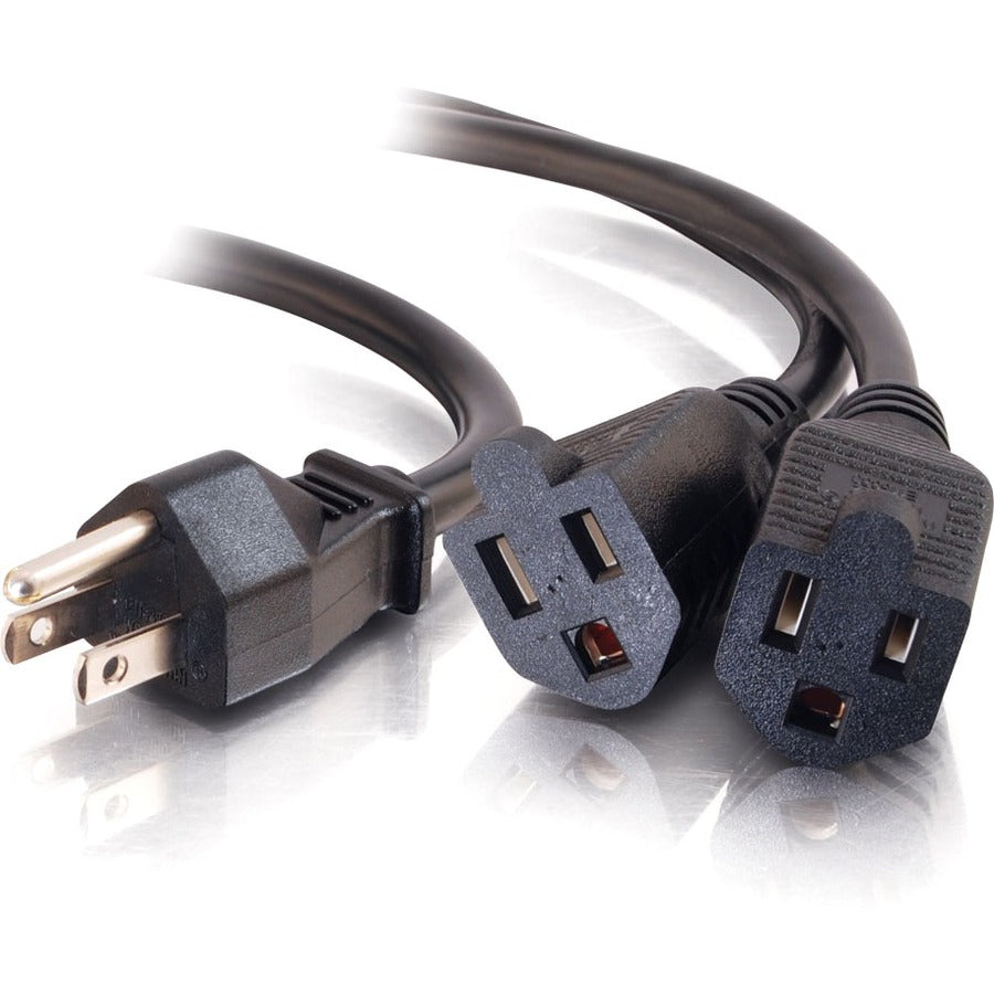 C2G 6ft 16 AWG 1-to-2 Power Cord Splitter (1 NEMA 5-15P to 2 NEMA 5-15R) - 6ft - 29807
