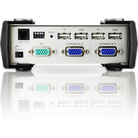 Aten Computer Sharing KVM Switch-TAA Compliant - 1 x 2 - 1 x HD-15 Keyboard/Mouse/Video - CS231