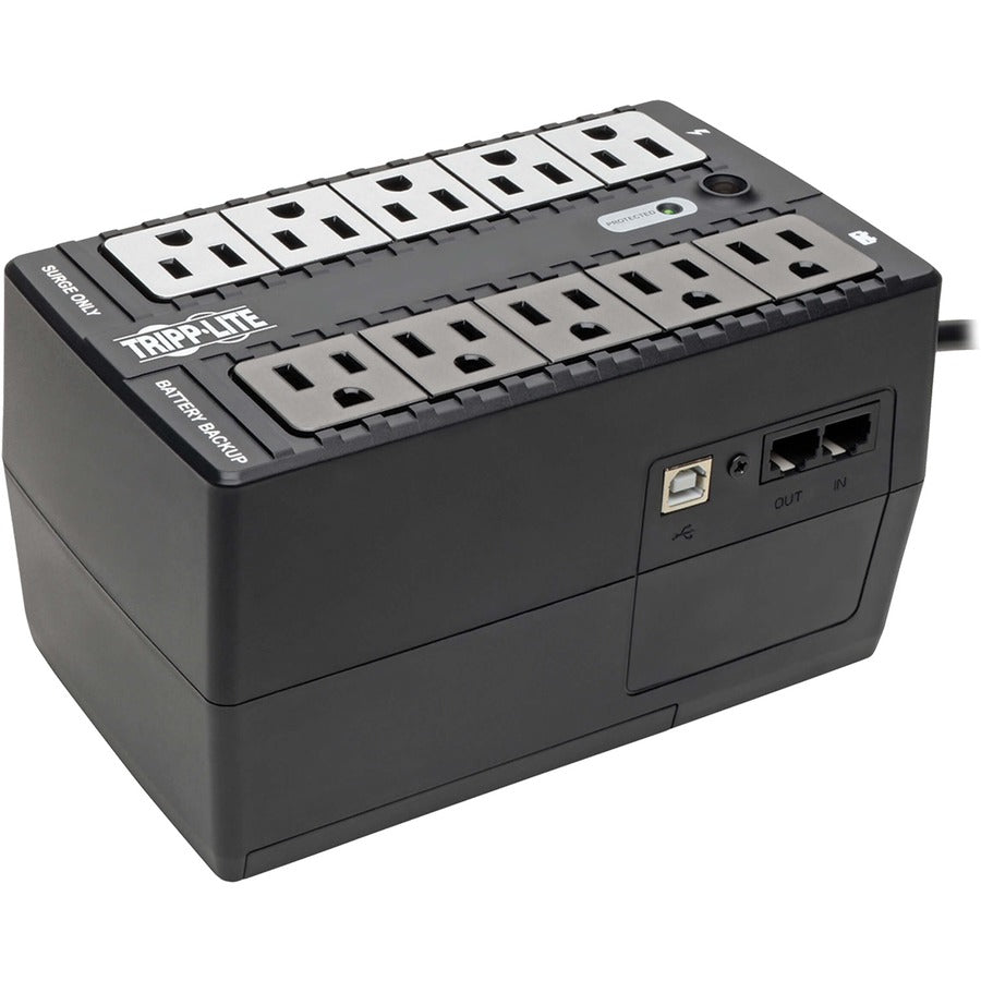 Tripp Lite UPS 600VA 325W Desktop Battery Back Up Compact 120V USB Standby 50/60Hz 5-15P PC - 600VA/300W - 1 Minute Full Load - 10 Outlet x NEMA 5-15R - INTERNET600U