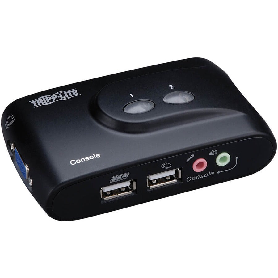 Tripp Lite 2-Port Desktop Compact USB KVM Switch with Audio & Cable Kit - 2 Computer(s) - QXGA - 2048 x 1536 - B004-VUA2-K-R