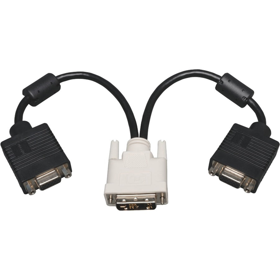 Tripp Lite 1ft DVI to VGA Splitter Adapter Converter DVI-A Analog M to 2x HD15F 1' - (DVI-I-M to 2x HD15-F) 1-ft - P120-001-2