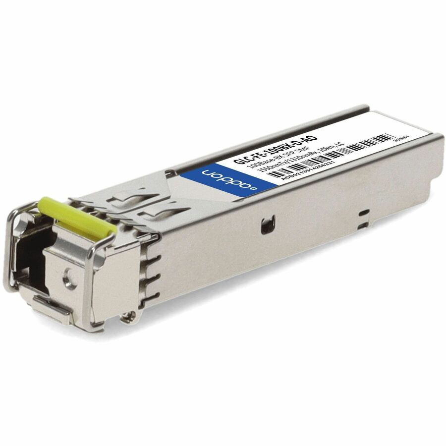AddOn Cisco GLC-FE-100BX-D Compatible TAA Compliant 100Base-BX SFP Transceiver (SMF, 1550nmTx/1310nmRx, 10km, LC) - 100% compatible and guaranteed to work - GLC-FE-100BX-D-AO