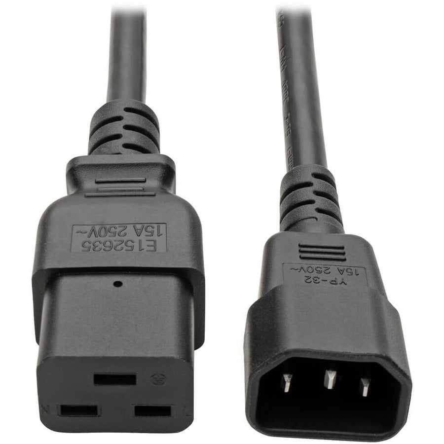 Tripp Lite 2ft Power Cord Extension Cable C19 to C14 Heavy Duty 15A 14AWG 2' - (IEC-320-C19 to IEC-320-C14) 2-ft. - P047-002