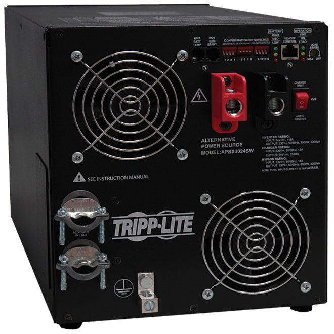 Tripp Lite 3000W APS 24VDC 230V Inverter / Charger w/ Pure Sine-Wave Output Hardwired - 24V DC, 230V AC - 230V AC - , 24V DC - Continuous Power:3000W" - APSX3024SW