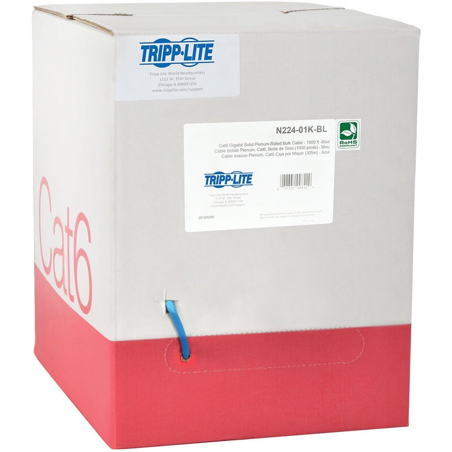Tripp Lite 1000ft Cat6 Gigabit Bulk Cable Solid CMP Plenum PVC Blue TAA - Category 6 - N224-01K-BL