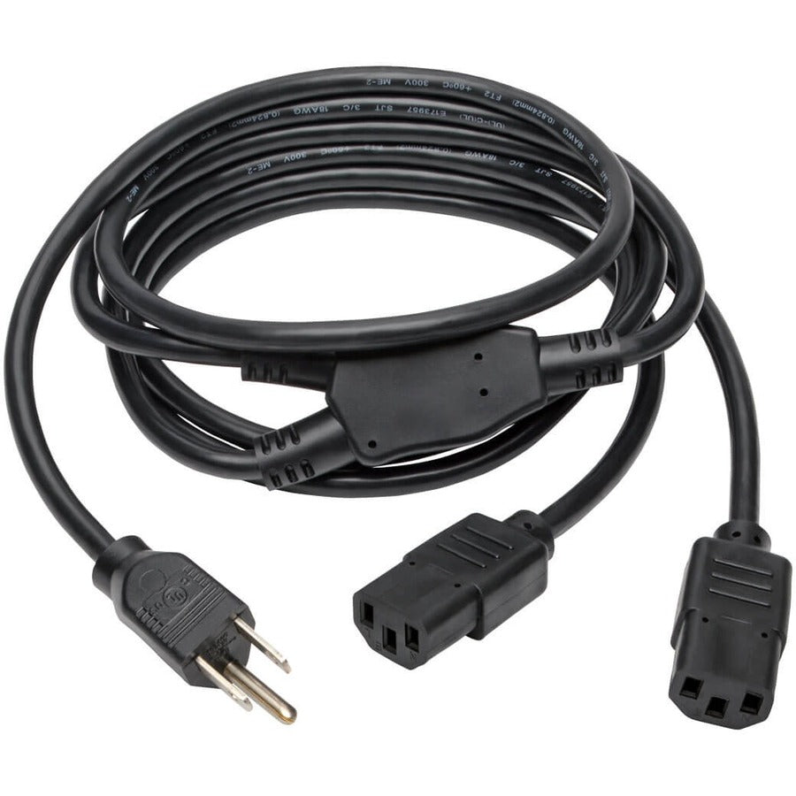 Tripp Lite Computer Power Cord Y Splitter Cable 5-15P to 2x C13 6ft 18 AWG - (NEMA 5-15P to 2x IEC-320-C13) 6-ft. - P006-006-2