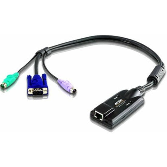 Aten KVM Adapter Cable-TAA Compliant - RJ-45 Female Network, mini-DIN (PS/2) Male Mouse, mini-DIN (PS/2) Male Keyboard, HD-15 Male VGA - KA7120