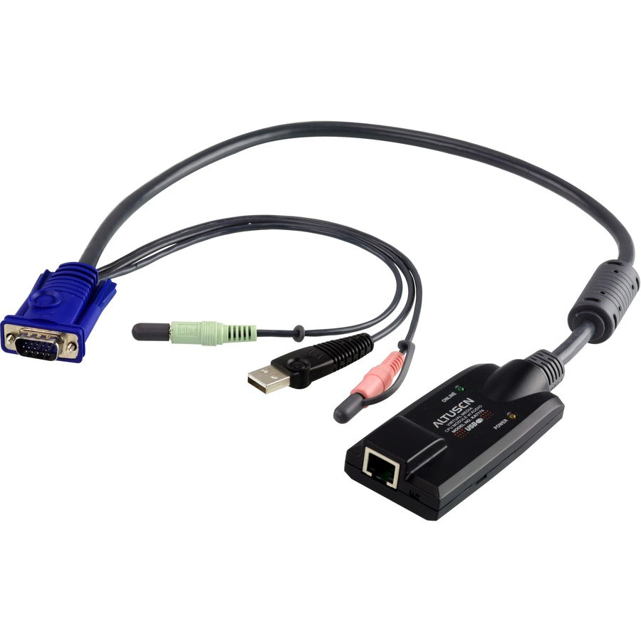 Aten KVM Adapter Cable-TAA Compliant - RJ-45 Female Network, Type A Male USB, HD-15 Male VGA, Mini-phone Male Stereo, Mini-phone Male Stereo - KA7176