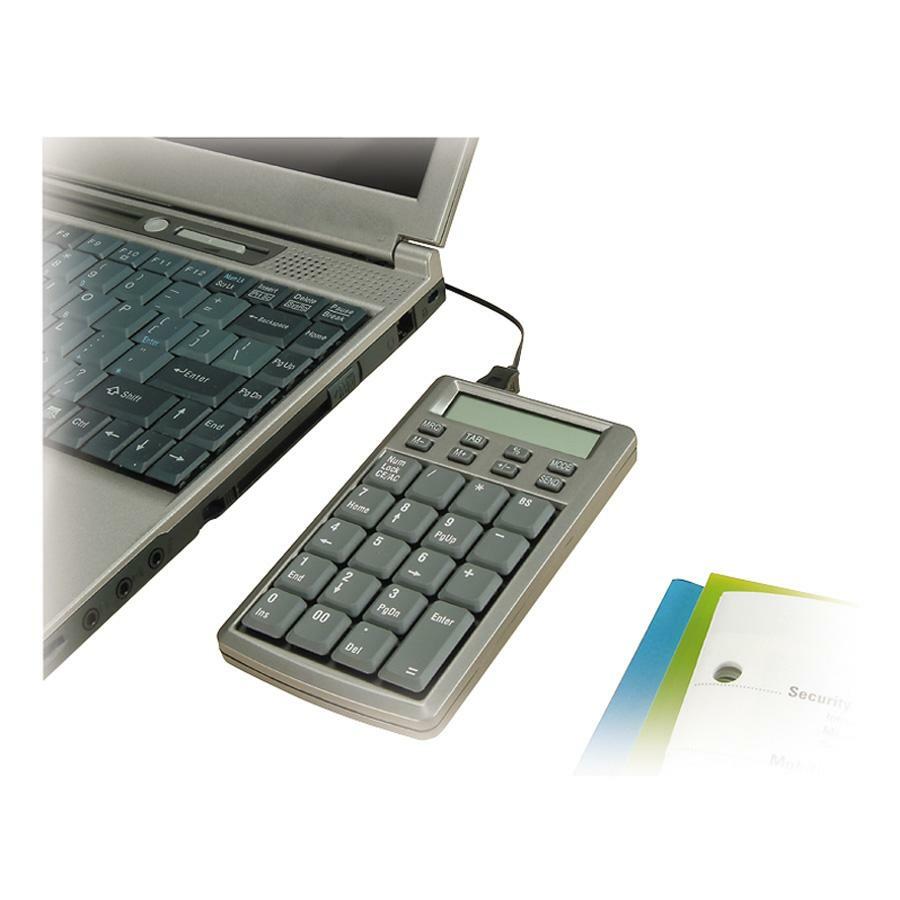 Kensington Pocket KeyPad Calculator - Cable Connectivity - USB Interface - 19 Key - Metallic Silver - 33059