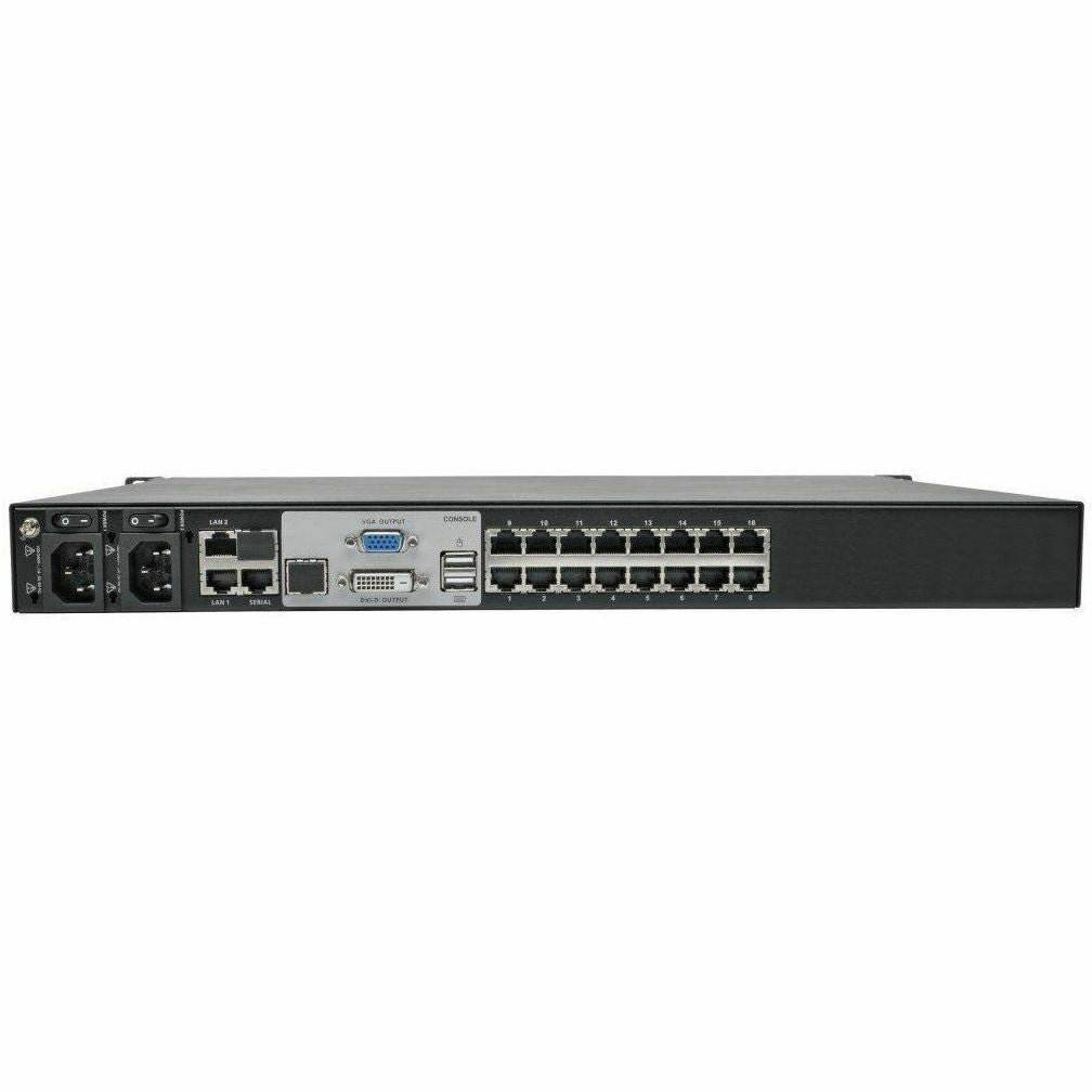 Tripp Lite 16-Port KVM Switch Cat5 Over IP 1 Local 2 Remote User 1U TAA GSA - 16 Computer(s) - 1 Local User(s) - 2 Remote User(s) - UXGA - 1600 x 1200 - 16 x Network (RJ-45) - 2 x PS/2 Port - 2 x USB ... - B064-016-02-IPG