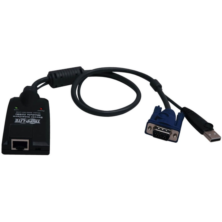 Tripp Lite TAA / GSA USB Server Interface Module for B064 -IPG KVM Switches - Data Transfer Cable - First End: 1 x RJ-45 Network - Female - Second End: 1 x USB Type A - Male, 1 x 15-pin HD-15 - Male -... - B055-001-USB-V2