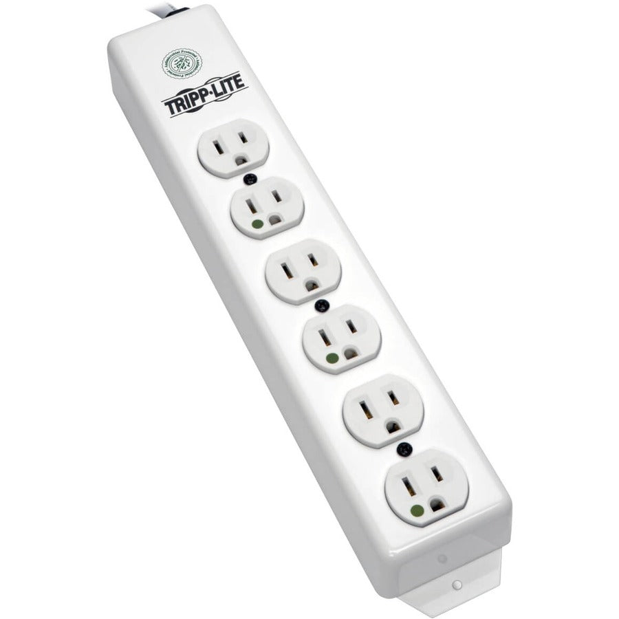 Tripp Lite Safe-IT Power Strip Hospital Medical Antimicrobial 120V 5-15R-HG 6 Outlet 15' Cord Metal - NEMA 5-15P - 6 NEMA 5-15R Hospital Grade - 15ft - PS-615-HG