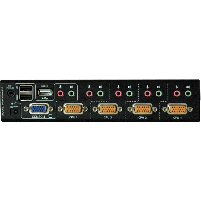 Tripp Lite 4-Port Desktop KVM Switch Audio, 2-Port USB, On-Screen Display & Cables - 4 Computer(s) - 2048 x 1536 - 2 x PS/2 Port - 2 x USB - Rack-mountable, Desktop - 1U - B006-VUA4-K-R
