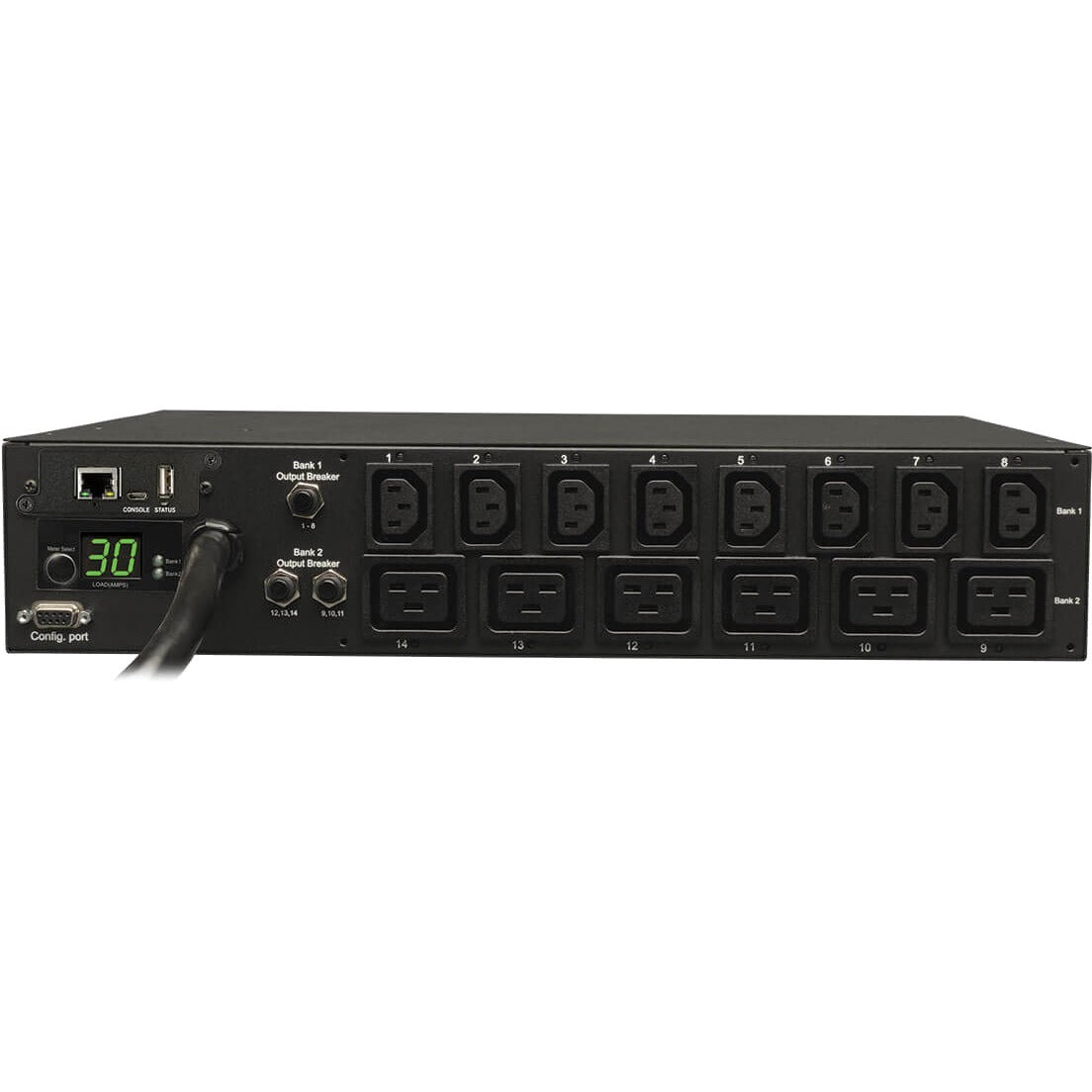 Tripp Lite PDU Switched 208V - 240V 30A 8 C13; 6 C19 L6-30P Horizontal 2URM - 14 - 2U Rack-mountable - PDUMH30HV19NET