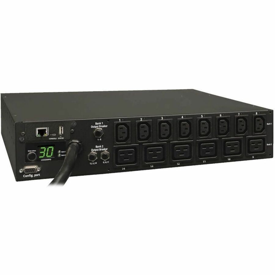 Tripp Lite PDU Switched 208V - 240V 30A 8 C13; 6 C19 L6-30P Horizontal 2URM - 14 - 2U Rack-mountable - PDUMH30HV19NET