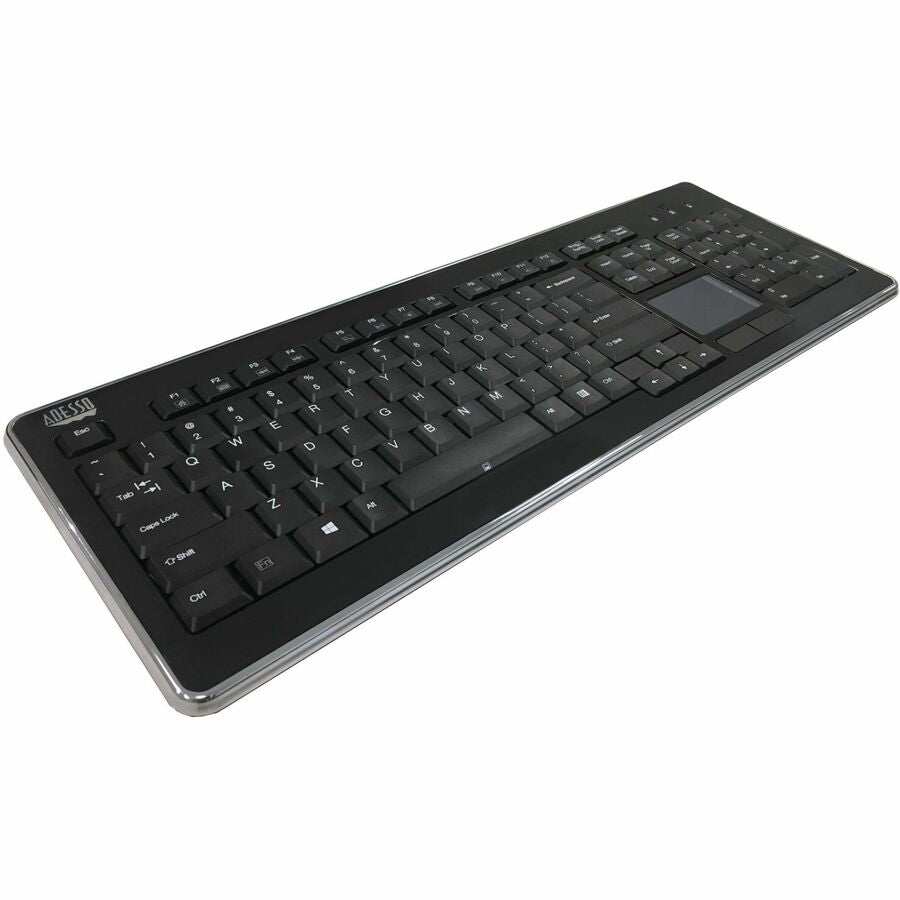 Adesso Wireless Desktop Touchpad Keyboard - Wireless Connectivity - RF - 30 ft - 2.40 GHz - USB Interface - 104 Key On/Off Switch Hot Key(s) - English (US) - QWERTY Layout - TouchPad - Membrane Keyswi... - WKB-4400UB