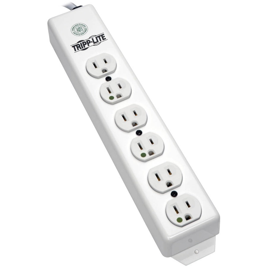 Tripp Lite Safe-IT Power Strip Hospital Medical Antimicrobial 120V 5-15R-HG 6 Outlet 6' Cord Metal - NEMA 5-15P - 6 NEMA 5-15R Hospital Grade - 6ft - PS-606-HG