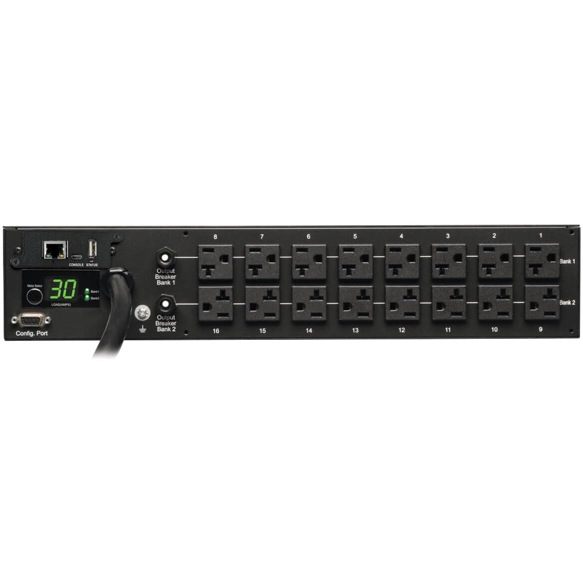 Tripp Lite PDU Monitored 120V 30A 5-15/20R 16 Outlet L5-30P Horizontal 2URM - 16 x NEMA 5-15/20R - 2U - Rack-mountable - PDUMNH30
