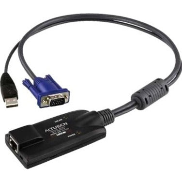 ATEN KA7570 KVM Cable - KVM Cable for KVM Switch, Keyboard/Mouse, Network Device - First End: 1 x RJ-45 Network - Female - Second End: 1 x USB - Male, 1 x 15-pin HD-15 - Male - Black - 1 - KA7570