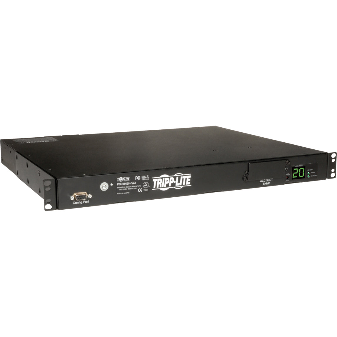Tripp Lite PDU Metered ATS 200-240V 16/20A 8 C13; 2 C19; 2 C20 1URM TAA Compliant - 2 x IEC 60320 C19, 8 x IEC 60320 C13 - 200 V AC - PDUMH20HVAT