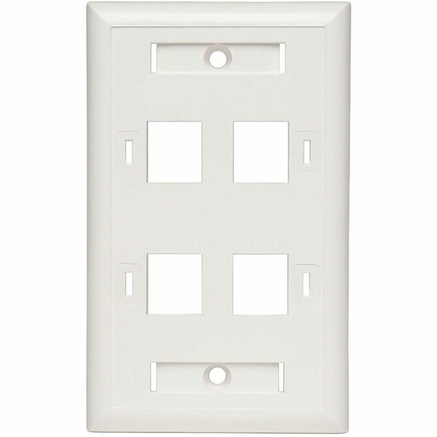 Tripp Lite Quad Outlet RJ45 Universal Keystone Face Plate / Wall Plate, White, 4-Port - 4 x Socket(s) - 1-gang - White - TAA Compliant - N042-001-04-WH