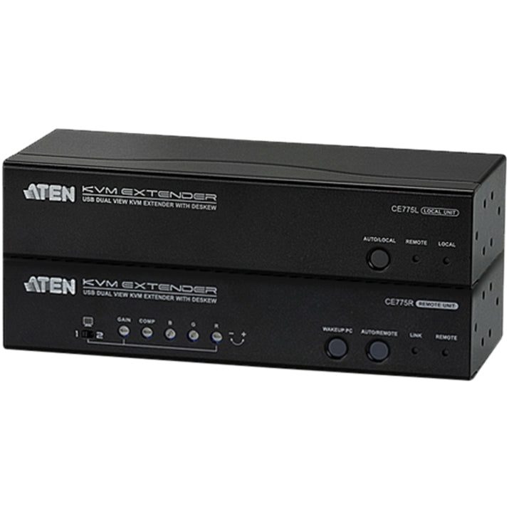 ATEN USB Dual View KVM Extender with Deskew-TAA Compliant - 1 Computer(s) - 1 Local User(s) - 1 Remote User(s) - 984.25 ft Range - WUXGA - 1920 x 1200 Maximum Video Resolution - 4 x Network (RJ-45) - ... - CE775