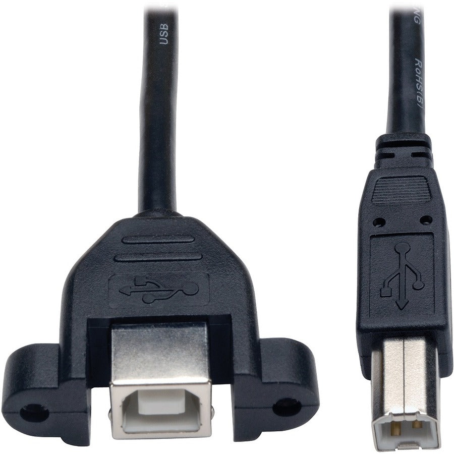 Tripp Lite 1ft Panel Mount USB 2.0 Extension Cable USB B to Panel Mount B Male / Female - (B M to Panel Mount B F) 1-ft. - U025-001-PM