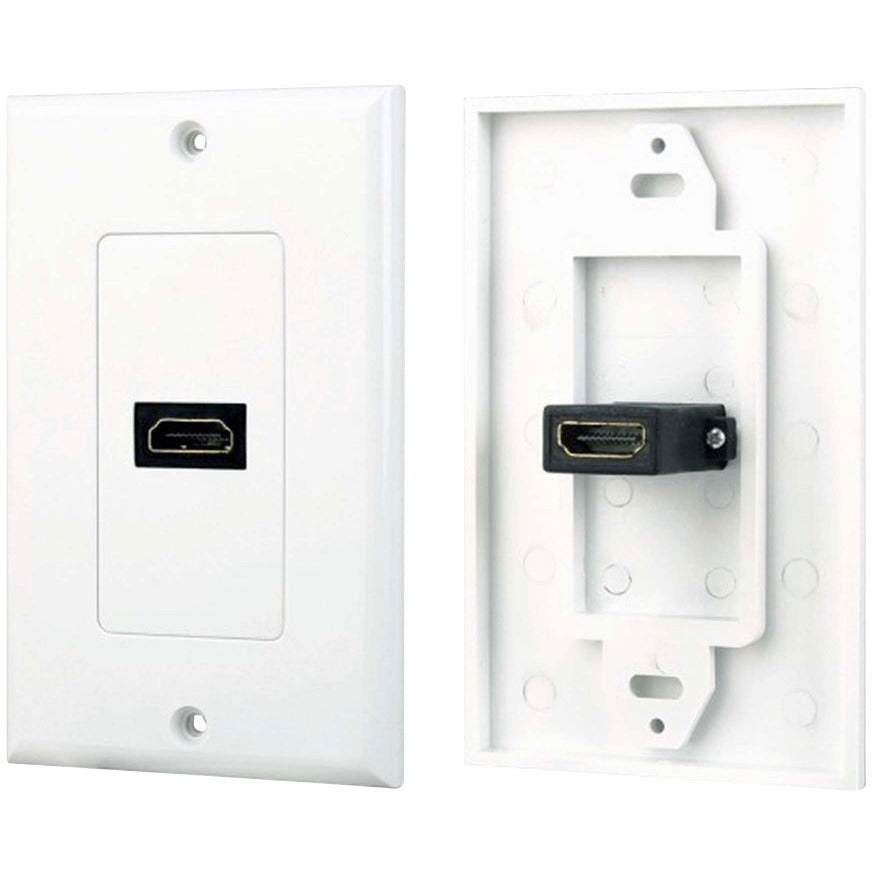 4XEM Single Outlet Female High Speed HDMI Wall Plate with 3D support - White 1Port Single outlet femaleHDMI Wall Plate To Mount To A Single Gang Box - 4XWALLHDMI1