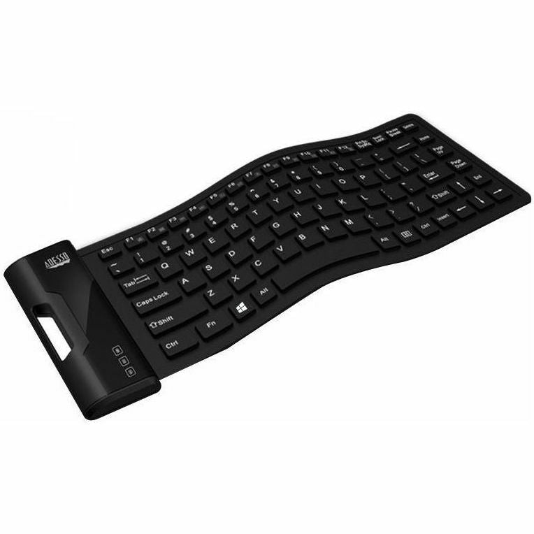 Adesso Antimicrobial Waterproof Flex Keyboard (Mini Size) - Cable Connectivity - USB Interface - 87 Key Media Player, Internet, Email Hot Key(s) - English (US) - QWERTY Layout - Computer - PC, Windows... - AKB-212UB