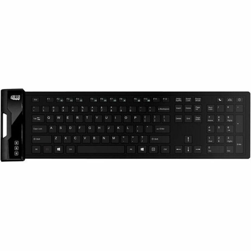 Adesso SlimTouch 232 Antimicrobial Waterproof Flex Keyboard (Full Size) - Cable Connectivity - USB Interface - 120 Key Multimedia, Internet, Email, Windows Key Hot Key(s) - Rugged - English (US) - QWE... - AKB-232UB