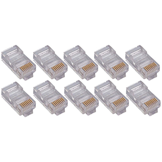 4XEM 50 Pack Cat5E RJ45 Modular Ethernet Plugs for Stranded or Solid CAT5E Cable - 50 Pack Modular RJ45 Ethernet ends for Cat5E stranded or solid CAT5E cable - 1 x RJ-45 Male - Gold-plated Contacts - 4X50PKC5E