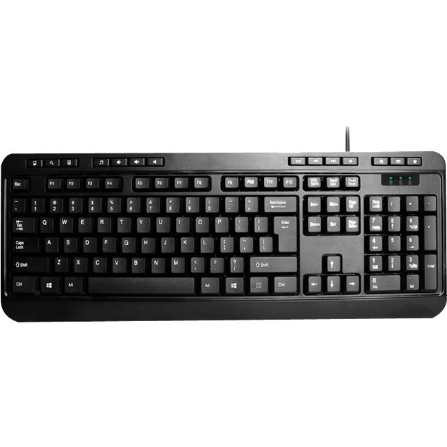 Adesso AKB-132 - Spill-Resistant Multimedia Desktop Keyboard (PS/2) - Cable Connectivity - PS/2 Interface - 104 Key Media Player, Volume Down, Volume Up, Mute, Play/Pause, Previous Track, Next Track, ... - AKB-132PB