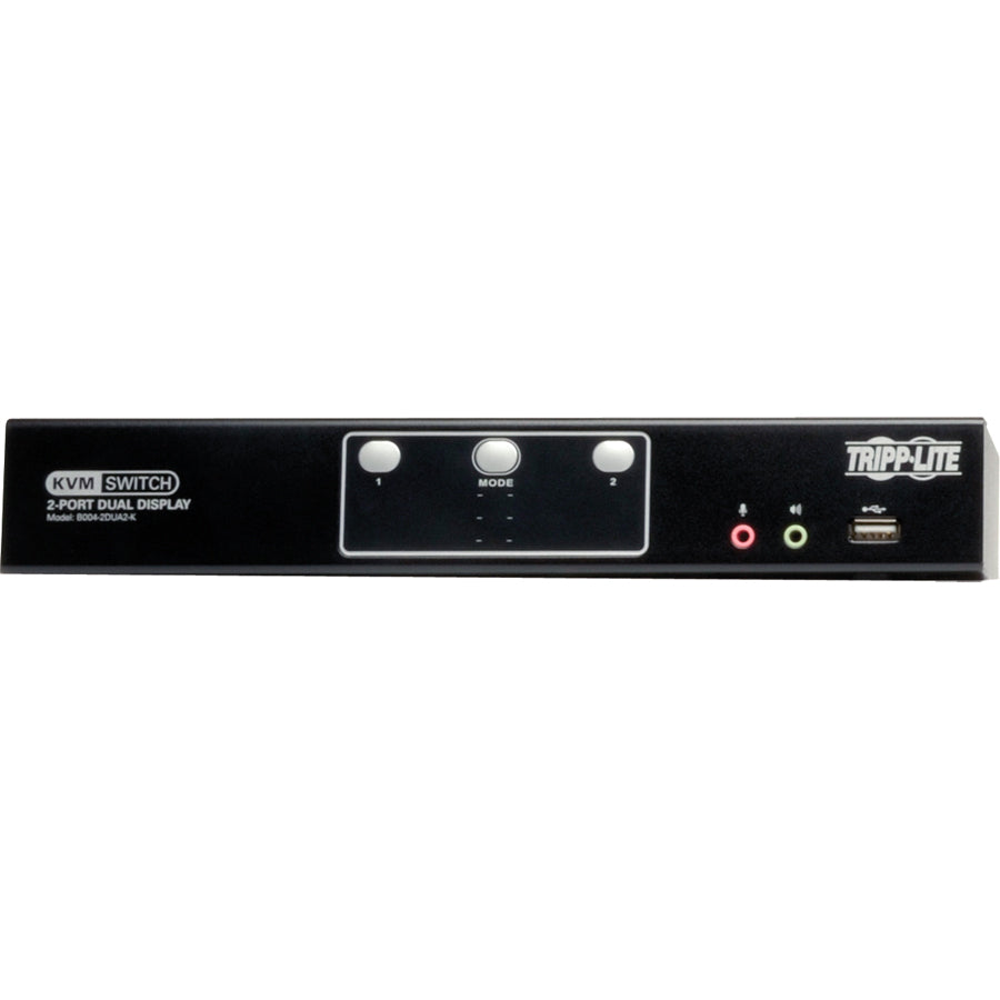 Tripp Lite 2-Port Dual Monitor DVI KVM Switch with Audio and USB 2.0 Hub, Cables included - 2 Computer(s) - 1 Local User(s) - 2560 x 1600 - 1 x Network (RJ-45) - 5 x USB - 6 x DVI - Desktop - TAA Comp... - B004-2DUA2-K
