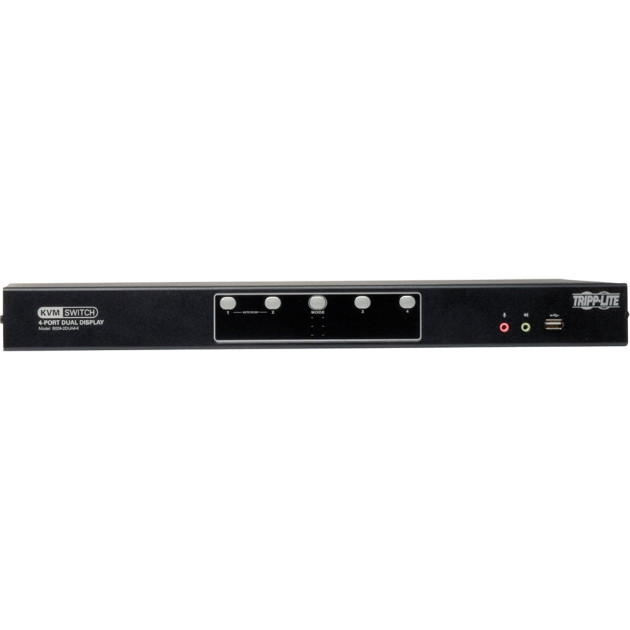 Tripp Lite 4-Port Dual Monitor DVI KVM Switch with Audio and USB 2.0 Hub, Cables included - 4 Computer(s) - 1 Local User(s) - 2560 x 1600 - 1 x Network (RJ-45) - 7 x USB - 10 x DVI - Desktop - TAA Com... - B004-2DUA4-K