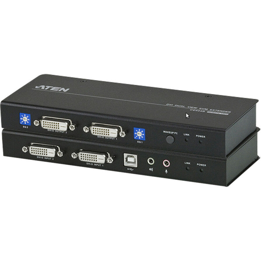 ATEN DVI Dual View KVM Extender-TAA Compliant - 1 Computer(s) - 1 Remote User(s) - 196.85 ft Range - WUXGA - 1920 x 1200 Maximum Video Resolution - 4 x Network (RJ-45) - 3 x USB - 4 x DVI - 5.3 V DC I... - CE604