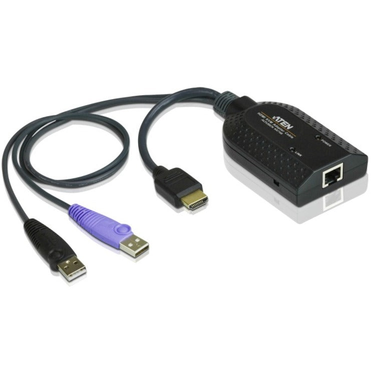 ATEN HDMI USB Virtual Media KVM Adapter Cable with Smart Card Reader (CPU Module)-TAA Compliant - KVM Cable for KVM Switch, Audio/Video Device, Card Reader - First End: 1 x USB Type A - Male, 1 x USB ... - KA7168