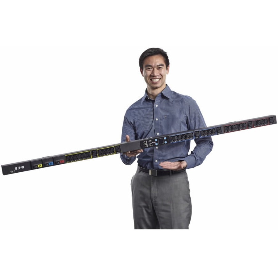 Eaton Metered Input Rack PDU 5.76 kW max 120/208V 16A 0U Three-Phase PDU - NEMA L21-20P - 30 x IEC 60320 C13, 6 x IEC 60320 C19, 3 x NEMA 5-20R - 120 V AC, 230 V AC - 5760 W - Network (RJ-45) - 38U - ... - EMI318-10