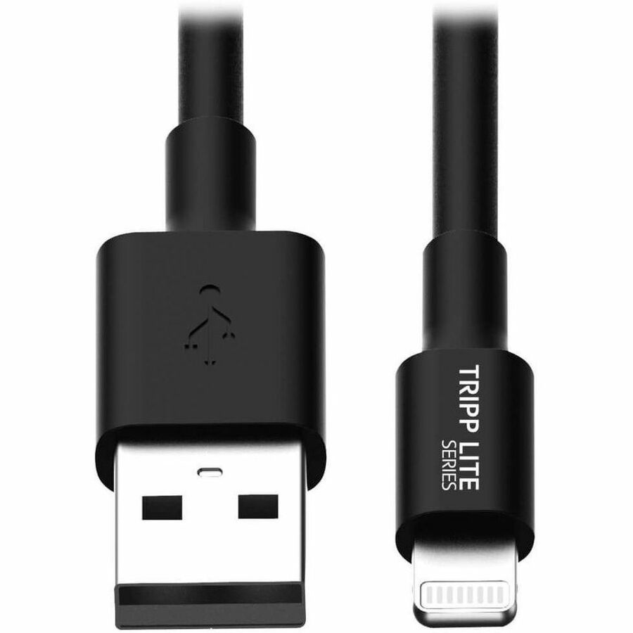 Tripp Lite 6ft Lightning to USB Sync / Charge Cable Apple MFI Certified - Lightning/USB for iPad, iPhone, iPod - 6 ft - 1 x Type A Male USB - 1 x Lightning Male Proprietary Connector - Black - M100-006-BK