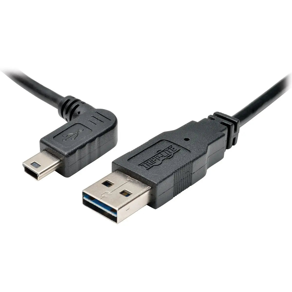 Tripp Lite 6ft USB 2.0 High Speed Cable Reversible A to Left Angle 5Pin Mini B M/M - USB for PDA, Camera, Cellular Phone - 6 ft - 1 x Type A Male USB - 1 x Type B Male Mini USB - Gold-plated Contacts,... - UR030-006-LAB - eCommerce Business Prime