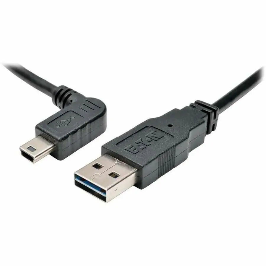 Tripp Lite 6ft USB 2.0 High Speed Cable Reversible A to Left Angle 5Pin Mini B M/M - USB for PDA, Camera, Cellular Phone - 6 ft - 1 x Type A Male USB - 1 x Type B Male Mini USB - Gold-plated Contacts,... - UR030-006-LAB - eCommerce Business Prime